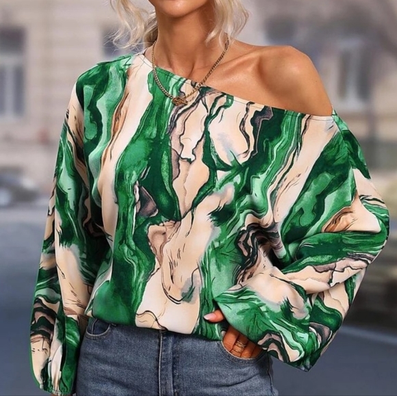 Elliana Boat Neck Blouse - Emerald Cream - Picture 4 of 4